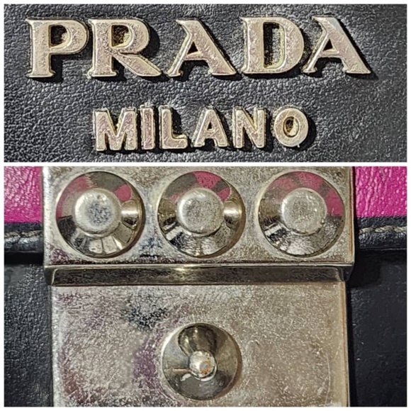 Authentic PRADA City Calfskin Saffiano Racing Logo Elektra Shoulder Bag Fushia - Picture 10 of 16